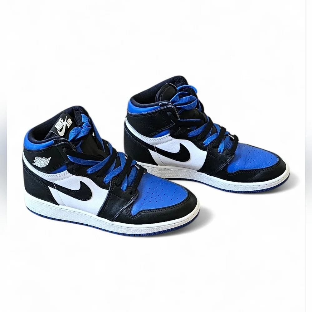 Air Jordan 1 Mid Royal Blue Black Youth Sneakers Size 5.5Y